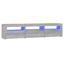 tv-bord med LED-lys 180x35x40 cm grå sonoma-eg
