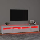 tv-skab med LED-lys 240x35x40 cm hvid