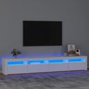 tv-skab med LED-lys 240x35x40 cm hvid