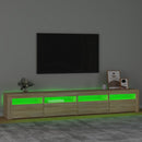 tv-skab med LED-lys 240x35x40 cm sonoma-eg