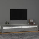 sengebord med LED-lys 240x35x40 cm betongrå