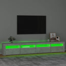 sengebord med LED-lys 240x35x40 cm betongrå