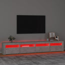 sengebord med LED-lys 240x35x40 cm betongrå