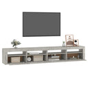 sengebord med LED-lys 240x35x40 cm betongrå