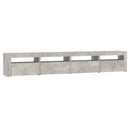 sengebord med LED-lys 240x35x40 cm betongrå