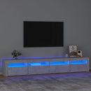sengebord med LED-lys 240x35x40 cm betongrå