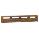 tv-skab med LED-lys 240x35x40 cm røget egetræ