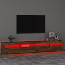 tv-skab med LED-lys 240x35x40 cm røget egetræ