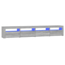 tv-skab med LED-lys 240x35x40 cm grå sonoma-eg