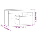 sengeborde 2 stk. med LED-lys 70x36,5x40 cm hvid
