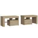 sengeborde 2 stk. med LED-lys 70x36,5x40 cm sonoma-eg