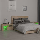 sengeborde 2 stk. med LED-lys 70x36,5x40 cm sonoma-eg