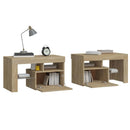 sengeborde 2 stk. med LED-lys 70x36,5x40 cm sonoma-eg