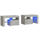 sengeborde 2 stk. med LED-lys 70x36,5x40 cm betongrå