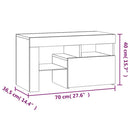 sengeborde 2 stk. med LED-lys 70x36,5x40 cm betongrå