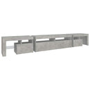 tv-bord med LED-lys 260x36,5x40 cm betongrå