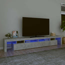 tv-bord med LED-lys 260x36,5x40 cm betongrå