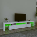 tv-skab med LED-lys 215x36,5x40 cm hvid