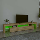 tv-skab med LED-lys 215x36,5x40 cm sonoma-eg