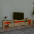 tv-skab med LED-lys 215x36,5x40 cm sonoma-eg
