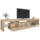 tv-skab med LED-lys 215x36,5x40 cm sonoma-eg