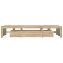 tv-skab med LED-lys 215x36,5x40 cm sonoma-eg