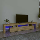 tv-skab med LED-lys 215x36,5x40 cm sonoma-eg