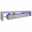 sengebord med LED-lys 215x36,5x40 cm betongrå