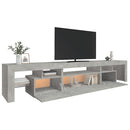 sengebord med LED-lys 215x36,5x40 cm betongrå