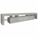 sengebord med LED-lys 215x36,5x40 cm betongrå