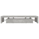 sengebord med LED-lys 215x36,5x40 cm betongrå