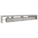 tv-bord med LED-lys 290x36,5x40 cm betongrå