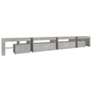 tv-bord med LED-lys 290x36,5x40 cm betongrå