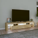 tv-bord med LED-lys sonoma-eg 200x36,5x40 cm