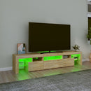 tv-bord med LED-lys sonoma-eg 200x36,5x40 cm