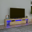 tv-bord med LED-lys sonoma-eg 200x36,5x40 cm