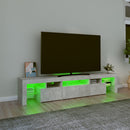 sengebord med LED-lys betongrå 200x36,5x40 cm