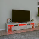sengebord med LED-lys betongrå 200x36,5x40 cm