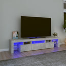 sengebord med LED-lys betongrå 200x36,5x40 cm
