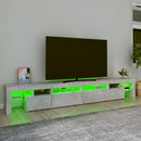 tv-bord med LED-lys 260x36,5x40 cm betongrå