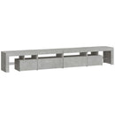 tv-bord med LED-lys 260x36,5x40 cm betongrå