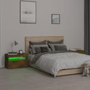 sengeborde 2 stk. med LED-lys 60x35x40 cm røget egetræsfarve