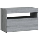 sengebord med LED-lys 60x35x40 cm grå sonoma-eg
