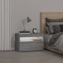 sengebord med LED-lys 60x35x40 cm grå sonoma-eg