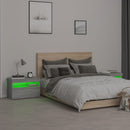sengeborde 2 stk. med LED-lys 60x35x40 cm grå sonoma-eg