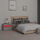 sengeborde 2 stk. med LED-lys 60x35x40 cm grå sonoma-eg