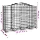 buet gabionkurv 200x50x140/160 cm galvaniseret jern