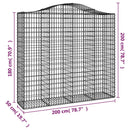 buet gabionkurv 200x50x180/200 cm galvaniseret jern