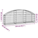 buet gabionkurv 150x30x40/60 cm galvaniseret jern