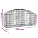 buet gabionkurv 150x50x60/80 cm galvaniseret jern